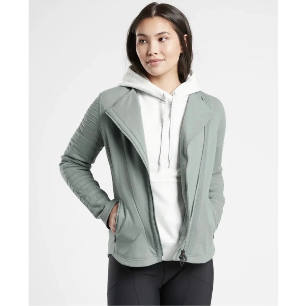 Athleta Lightweight Sage Green Utility Moto Jacket
